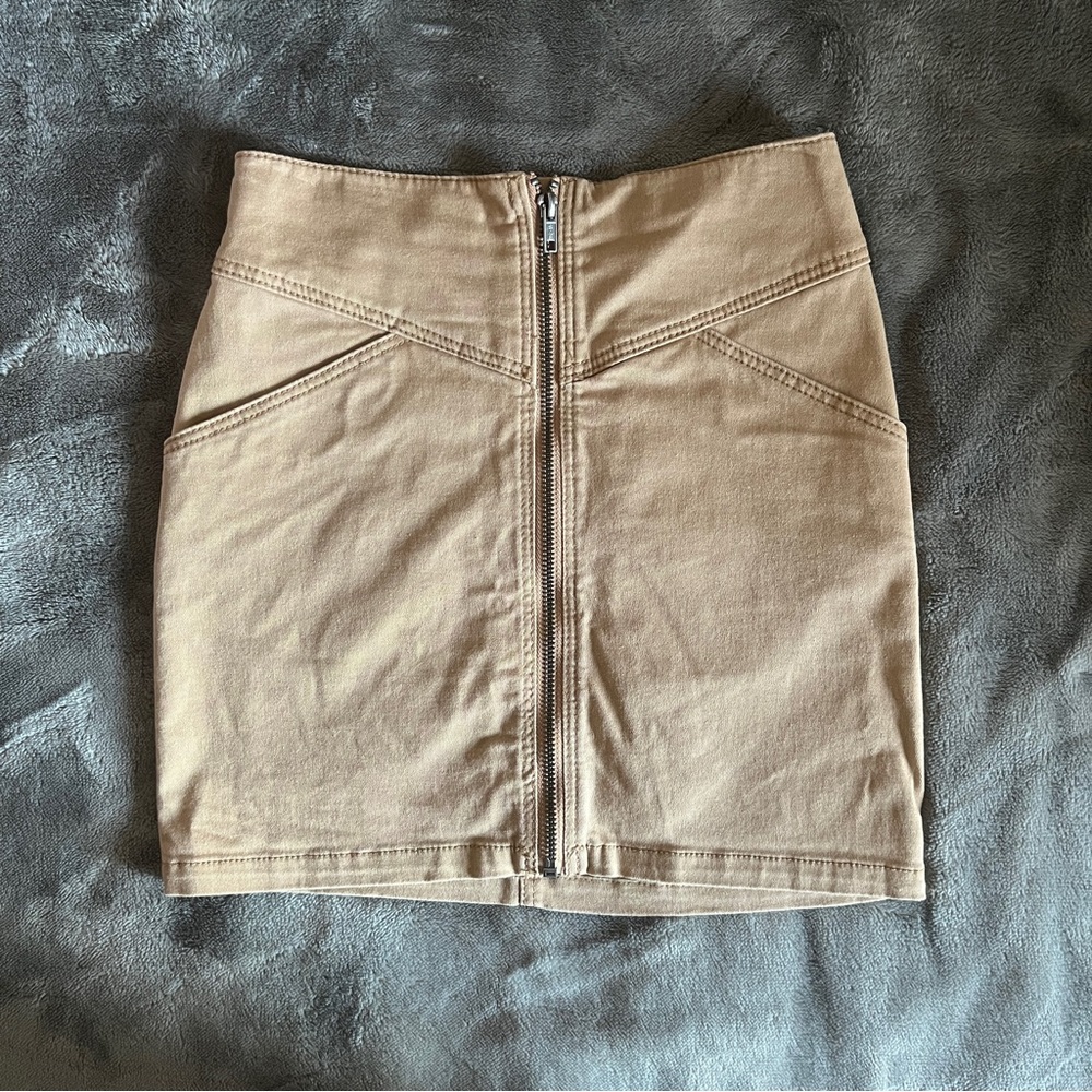 Tan mini skirt